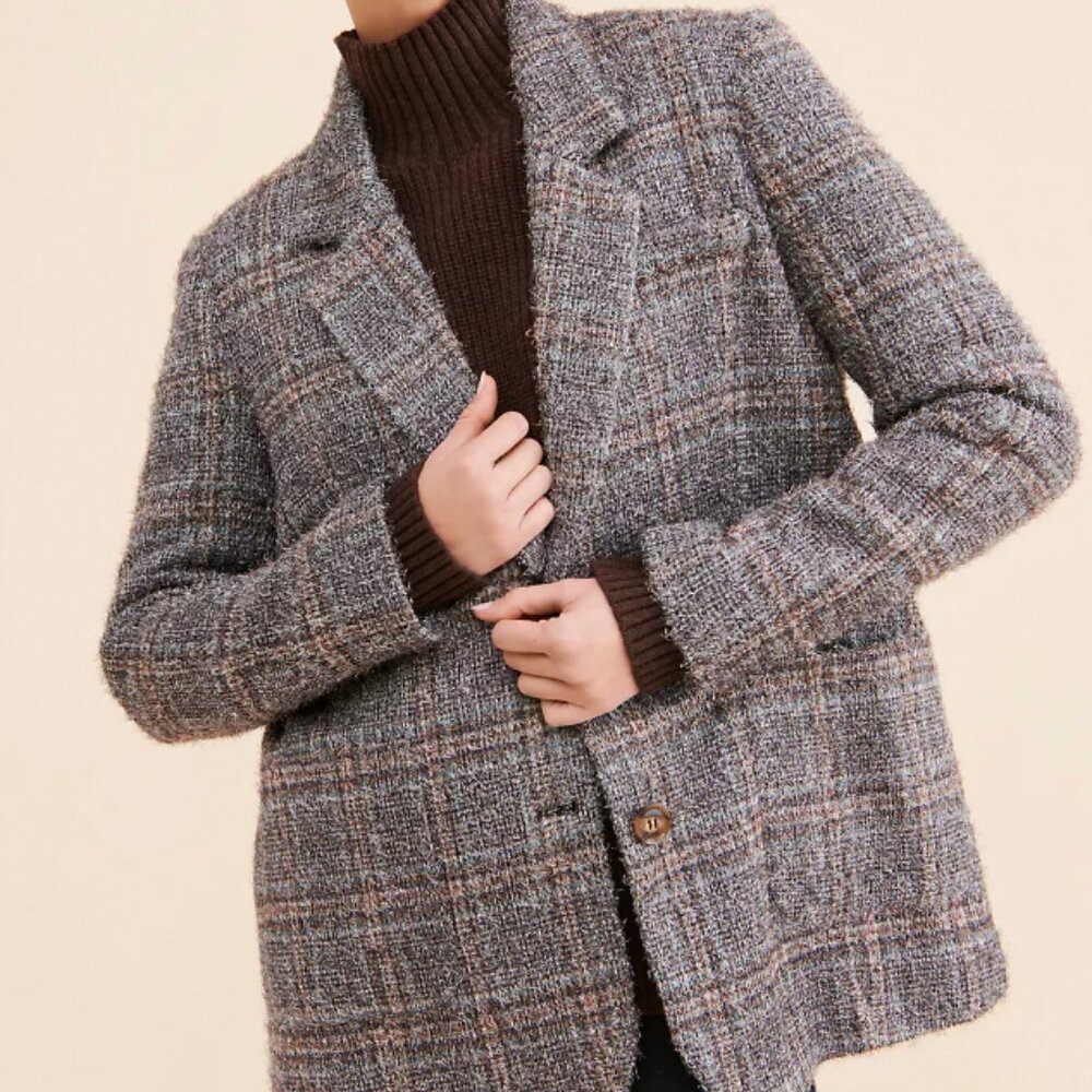 NWT See U Soon Plaid Blazer Coat